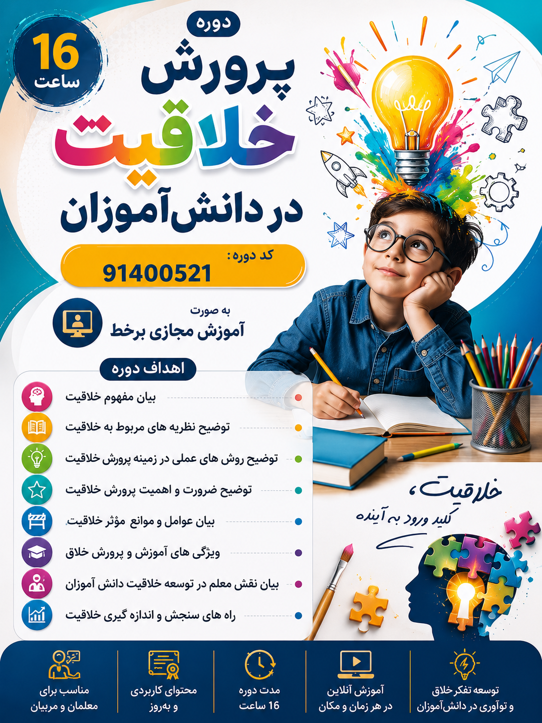 دوره پرورش خلاقیت در دانش آموزان